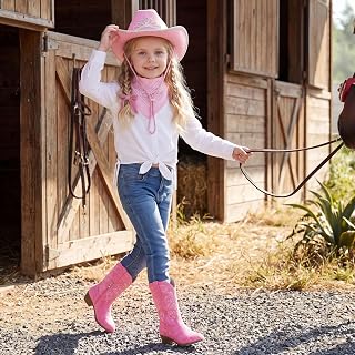 LAURMOSA Cowgirl Boots for Girls Western Cowboy Boots Horse Riding for Kids