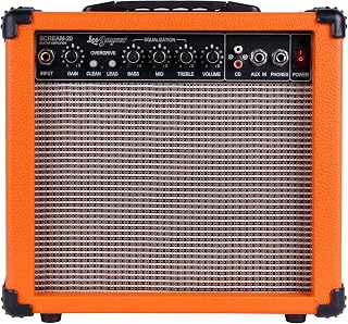 Leo Jaymz 20W Electric Guitar Amplifier - Clean and Distortion Channel - 3 Band Equalization and CD Line Input - Recording Studio, Practice Room, Small Courtyard (6.5" Orange)