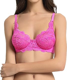 Vanever Women's Bra with Underwire Full Cup Lace Push Up Balconette Soft Cup Smooth Microfiber