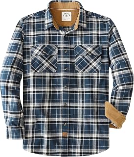 Dubinik Men’s Flannel Shirt, Button-Down Chequered Cotton Shirt, Casual, Long Sleeves, with Two Chest Pockets