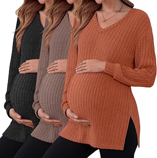 3 Pack Maternity Sweaters Long Sleeve Shirts Fall Top