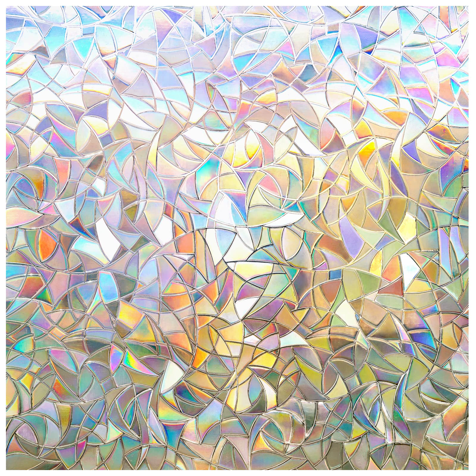 rabbitgoo Rainbow Window Films for Privacy, Stained Glass Cling, 44.5x200cm | 3D