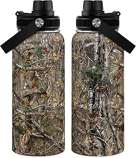 Camouflage Insulated Stainless Steel Water Bottle 32oz, Vacuum Chug Lid Travel Tumbler for Men Friends Dad Hunter Hunting Lovers, Birthday Christmas Father's Day