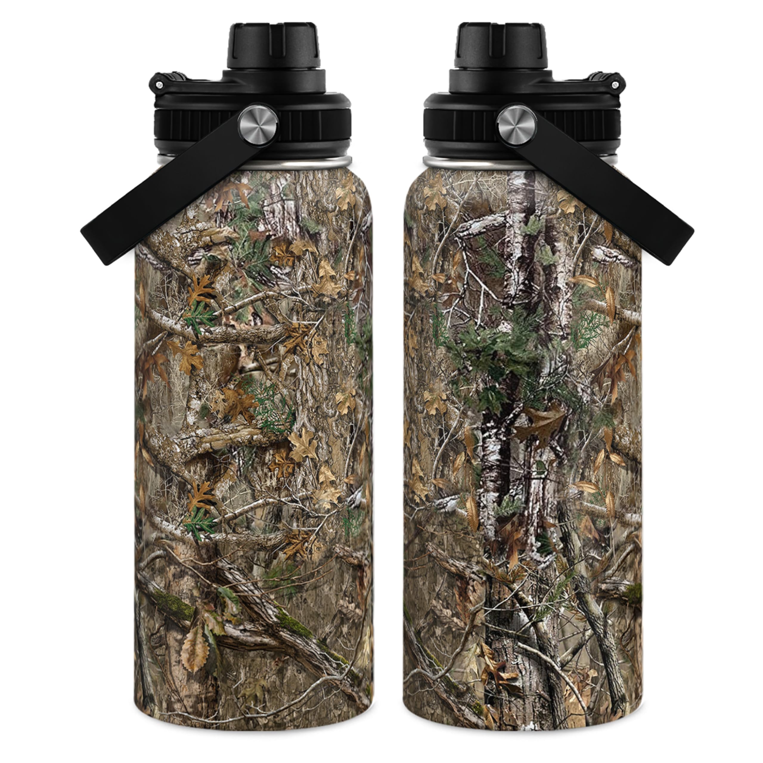 Camouflage Insulated Stainless Steel Water Bottle 32oz, Vacuum Chug Lid Travel T