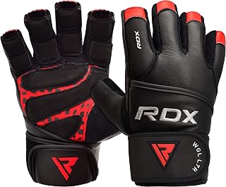 RDX Maya Hide Leather Long Wrist Workout Fitness Gymnastics Training Gloves Powerlifter Weightlifting Gym Gloves