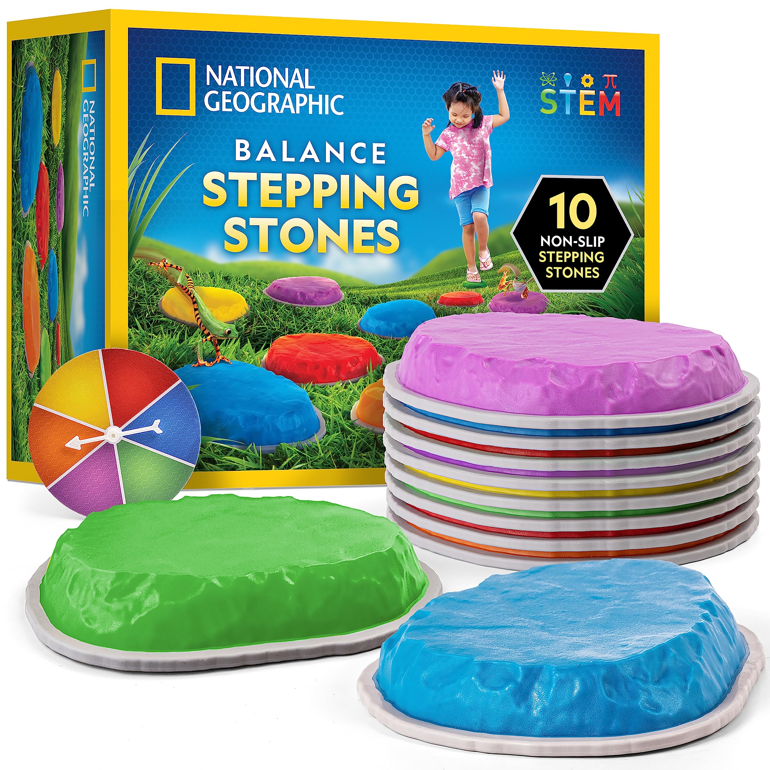 NATIONAL GEOGRAPHIC Stepping Stones for Kids – Durable, Colorful, Non-Slip Balan