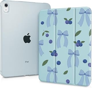 Tuilklol Case for iPad 11 inch A16 2025 Generation 11th / iPad 10.9 inch 10th Generation 2022, Smart Foldable Stand PC Clear Translucent Back Shell Auto Wake/Sleep Slim Cover,Blue-Berries