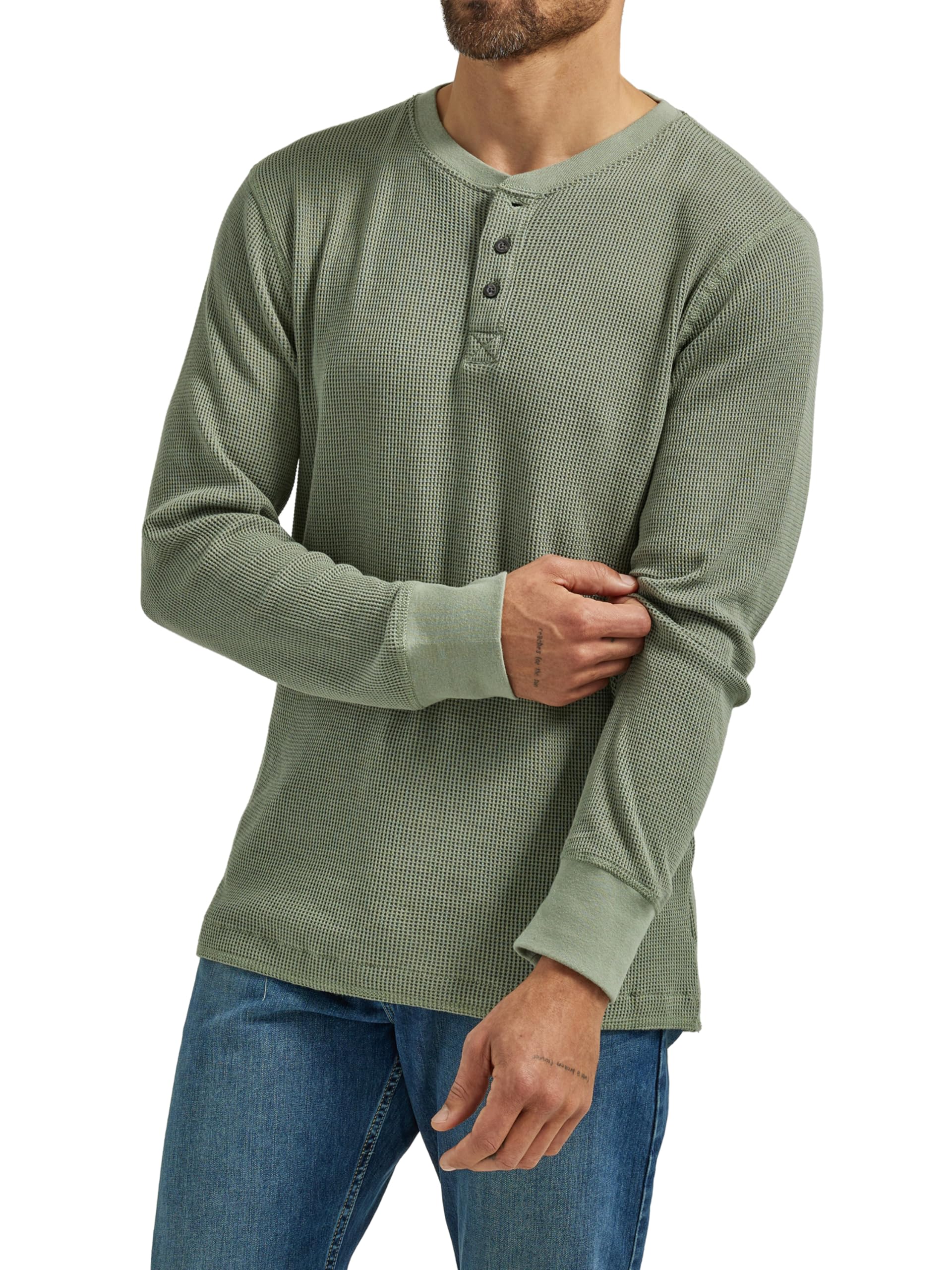 Wrangler Authentics Henley Men's Long Sleeve Waffle Henley Jersey