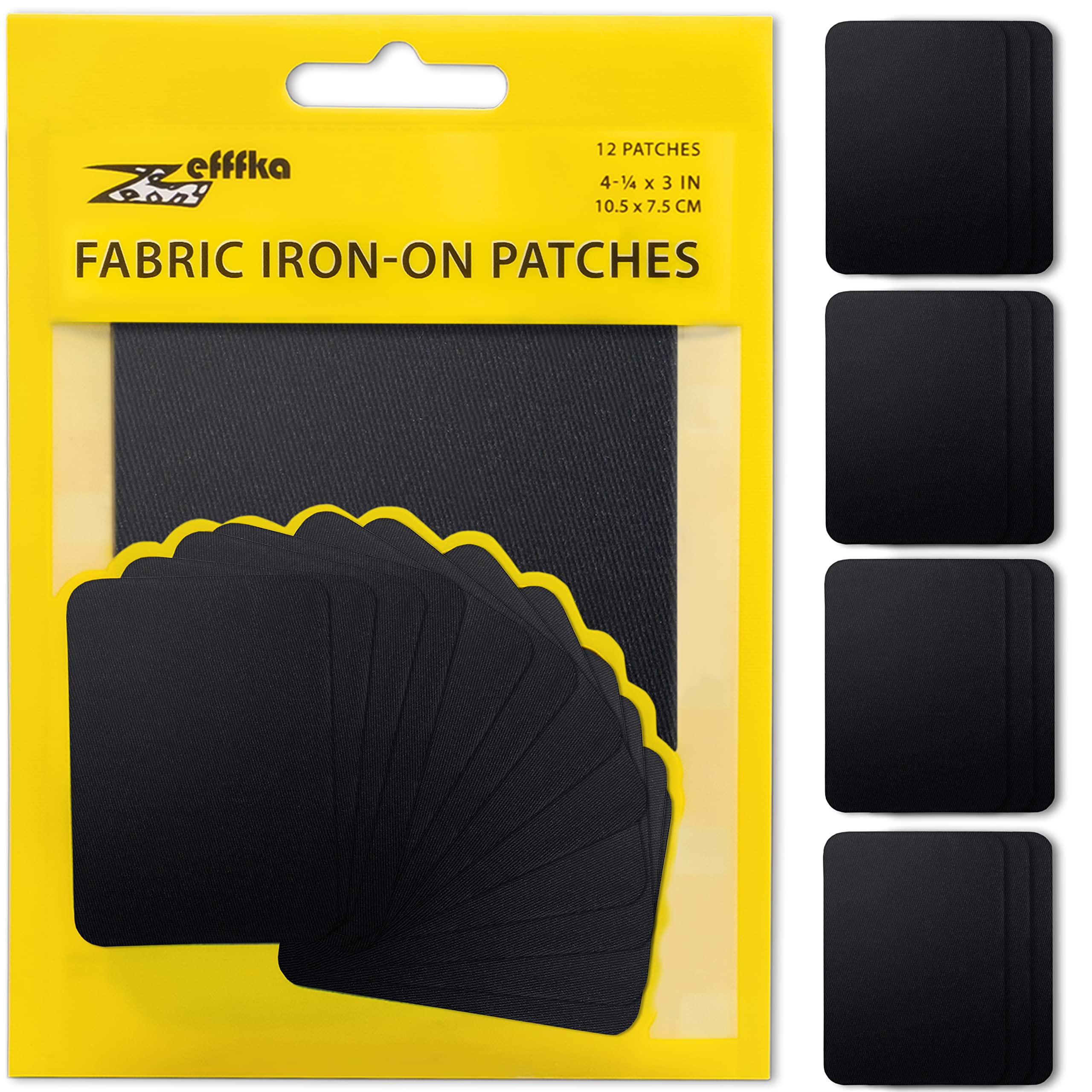 ZEFFFKA Iron-On Fabric Patches Jeans Inside Exterior Glue Stronger 100% Cotton D