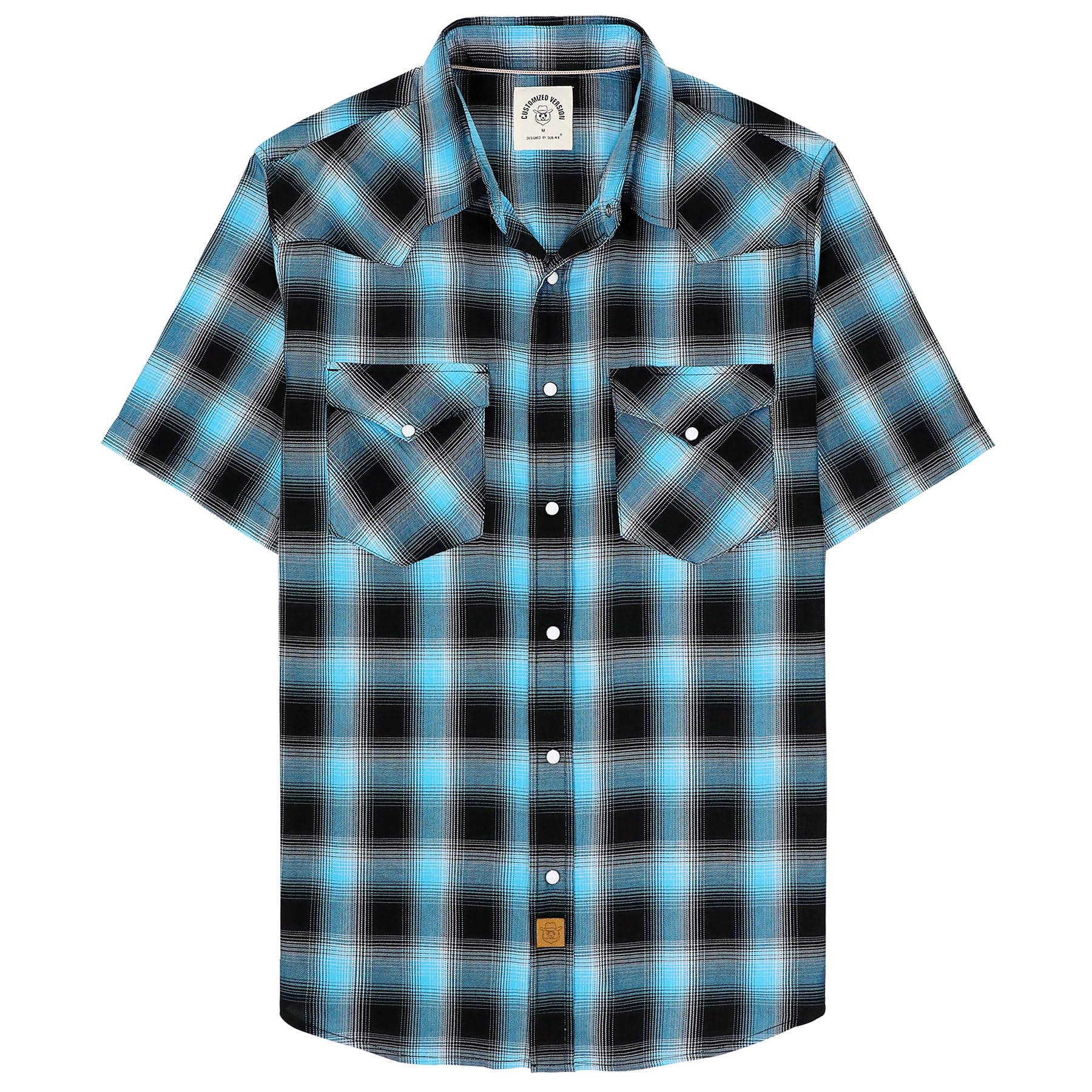Dubinik®Bamboo Fiber Mens Shirts Short Sleeve Plaid Shirt Men Western Cowboy Pea