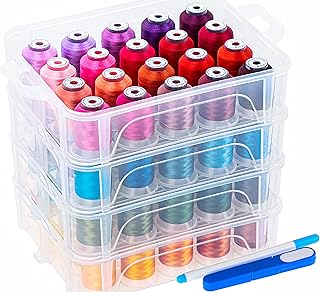 New brothread 80 Colors Embroidery Machine Thread with Storage Box | Compatible with Janome Colors, Clear Plastic Storage Box, 500M (550Y) Each Spool, Used for Embroidery Sewing Machines
