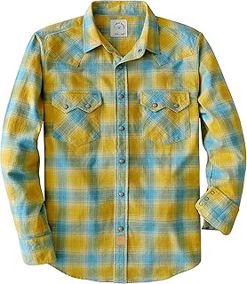 Dubinik® 6.3 oz Flannel Shirt for Men Long Sleeve Casual Cozy Snap Button Western Plaid Shirts Soft Pure Cotton