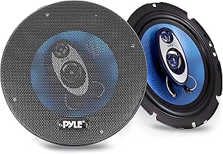 Pyle 16.5cm Car Speakers, 6.5 Inch Car Speaker, 180W RMS/360W Power Handling 3-Way Sound Speaker System w/ 4 Ohm Impedance Pro Full Range Triaxial Loud Audio, Round Shaped Door Speakers, Blue