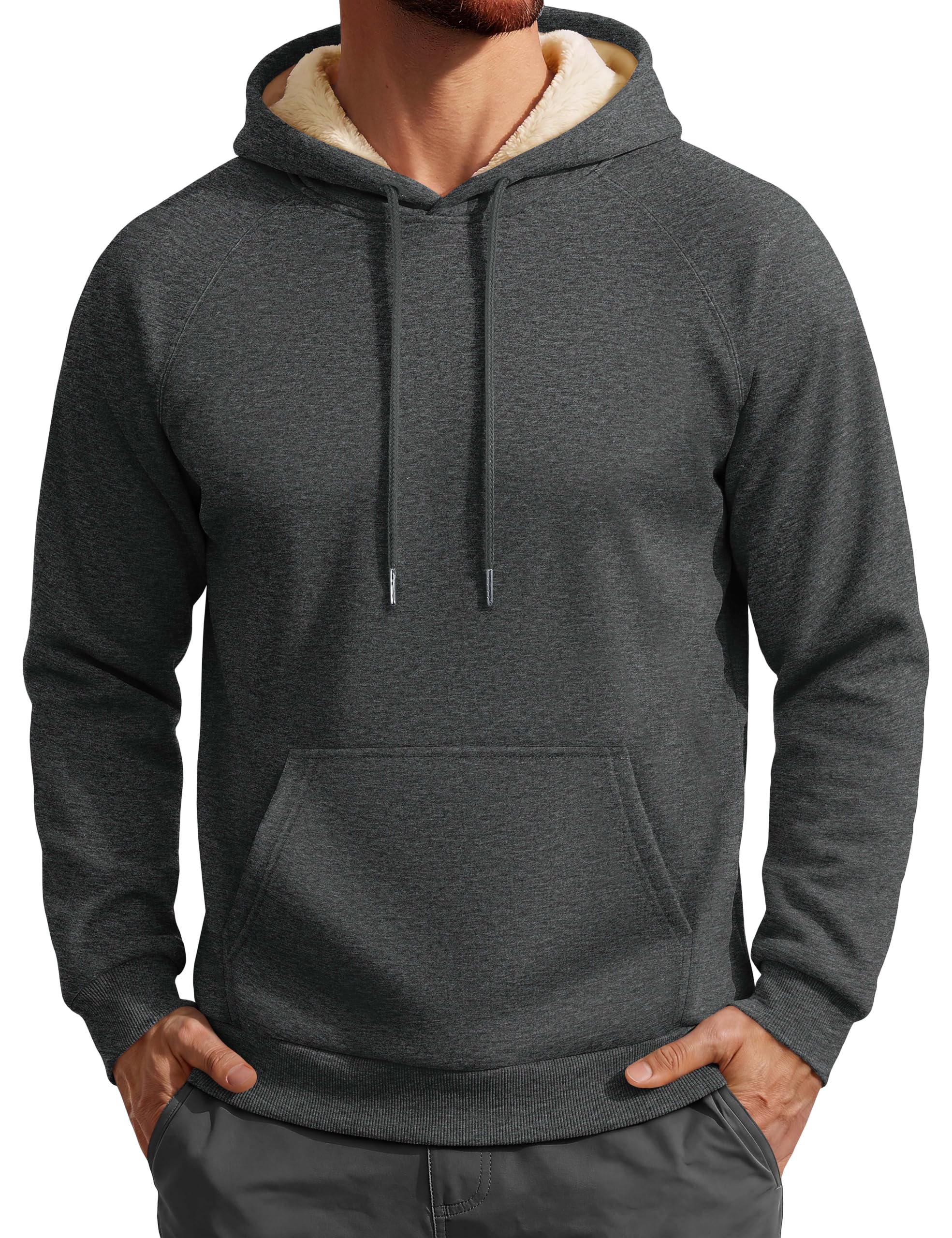 MAGCOMSEN Men's Fleece Hoodie Sweat Hood with Drawstring and Front Pocket Solid 