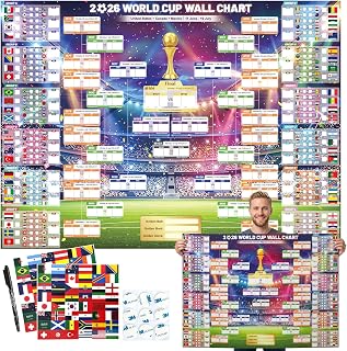 IHCEMIH Updated 2026 World Cup Schedule Poster Canvas Wall Chart 45"x32" Tournament Bracket Soccer Fans Home Office Bar Decor with Stickers & Pen