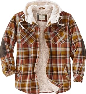 Legendary Whitetails Men's Hooded Shirt Jacket Plaid Flannel Berber Lined Polyfill Insulated Jacket