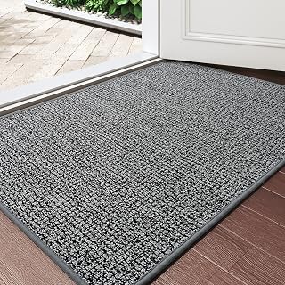 YDKGL Front Door Mat Indoor Entrance, Non Slip Welcome Mat, Grey 24"x35" | Low-Profile Ultra Thin Inside Doormat For Entryway, Dirt Trapper Resistant Absorbent Porch Entry Mats, Washable Easy Clean
