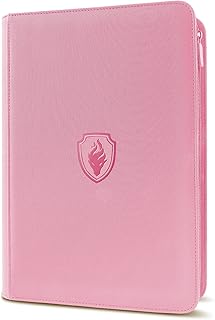 Premium Zip Card Binder, Fabmaker 9 Pocket Trading Card Binder PU Cover | Zipper Card Collection Album for 360 Cards, Sturdy Side-Loading Card Folder Holder for Game & Sports Cards, Pink