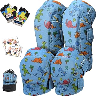Soft-Style Kids Knee and Elbow Pads with Bike Gloves, Flexible Impact-Resistant Gear for Ages 2-11, Designed for Balance Bikes, Roller-Skating, and Skateboarding