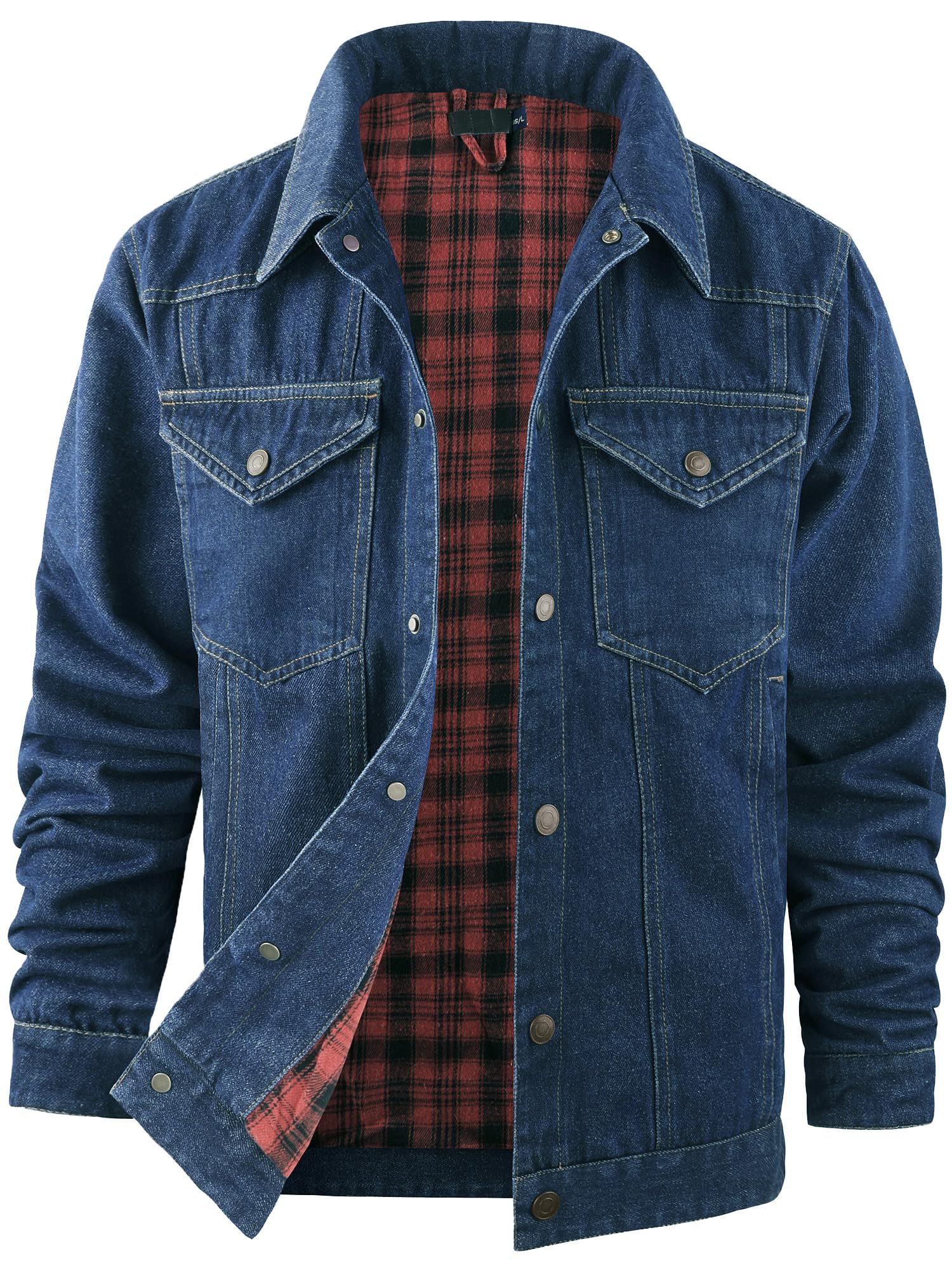 Mr.Stream Mens Western Cowboy Denim Lined Flannel Work Jacket