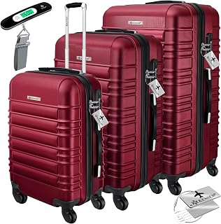 KESSER® Set of 3 Hard Cases, Hard Case, Travel Suitcase, Incl. Luggage Scale + Luggage Tag, Rolling Case, Lock, 4 ABS Wheels, Hard Case, Telescopic Handle M-L-XL