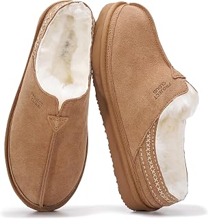 Project Cloud Mens Slippers 100% Genuine Leather Shearling Slippers for Men