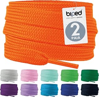 biped LACES 2 Pairs Flat Polyester Shoelaces 10mm Wide - Laces for Trainers and Sports Shoes - Tear Resistant and Washable z2913