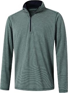 M MAELREG Quarter Zip Pullover Men Performance Dry Fit Stripe Mock Neck Midlayer Golf 1/4 Zip Pullover Mens Sweatshirt
