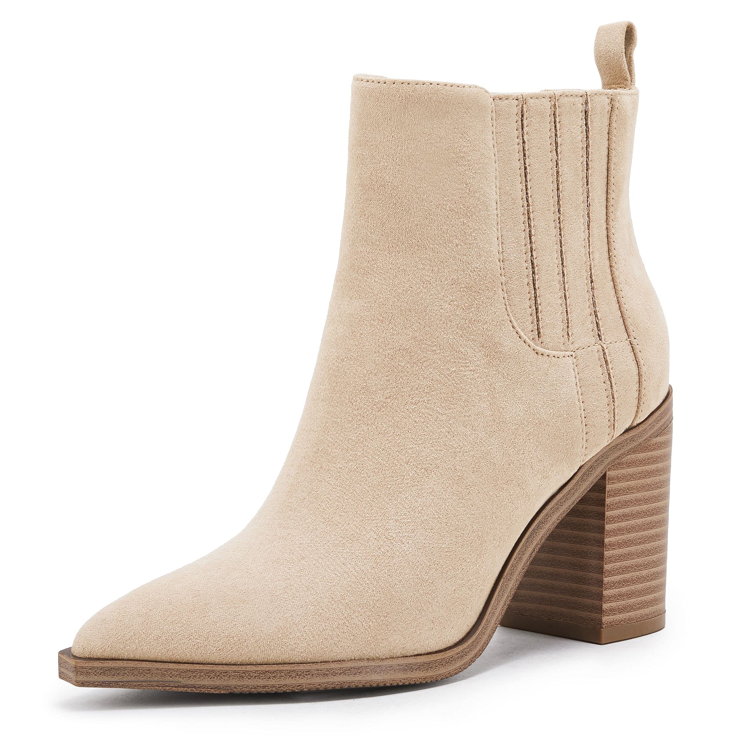 Coutgo - Stivaletti da donna, con tacco medio, punta a punta, stile casual, stil