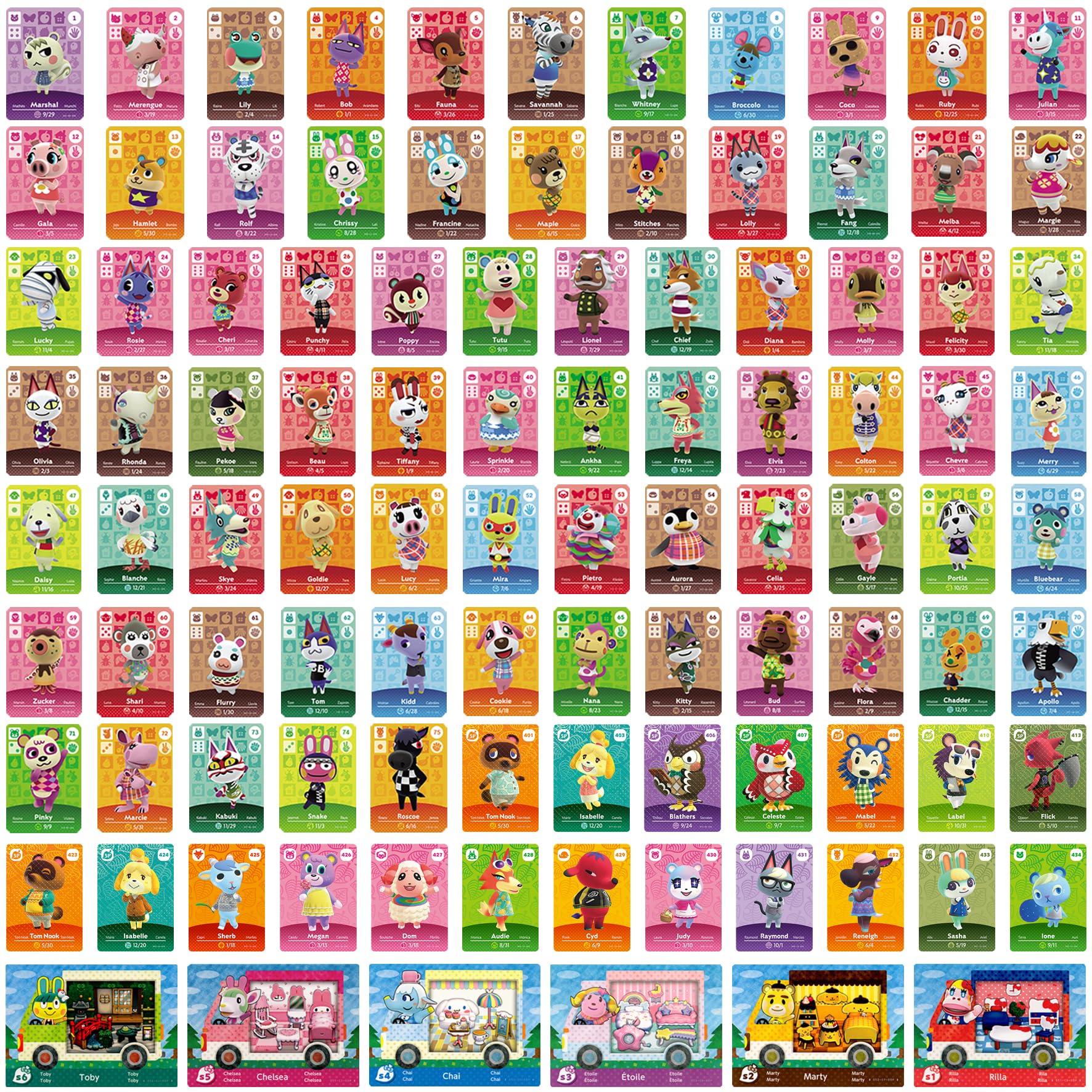 100pcs NFC Mini Animal Cards with Storage Box