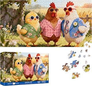 Reofrey Puzzles for Adults 1000 Pieces - Sunny Chick Family, Special Shape Jigsaw Puzzles, Challenging Impossible Puzzle, Fun Family Game & Unique Home Decor (16x31Inch / 41x80cm) Idea