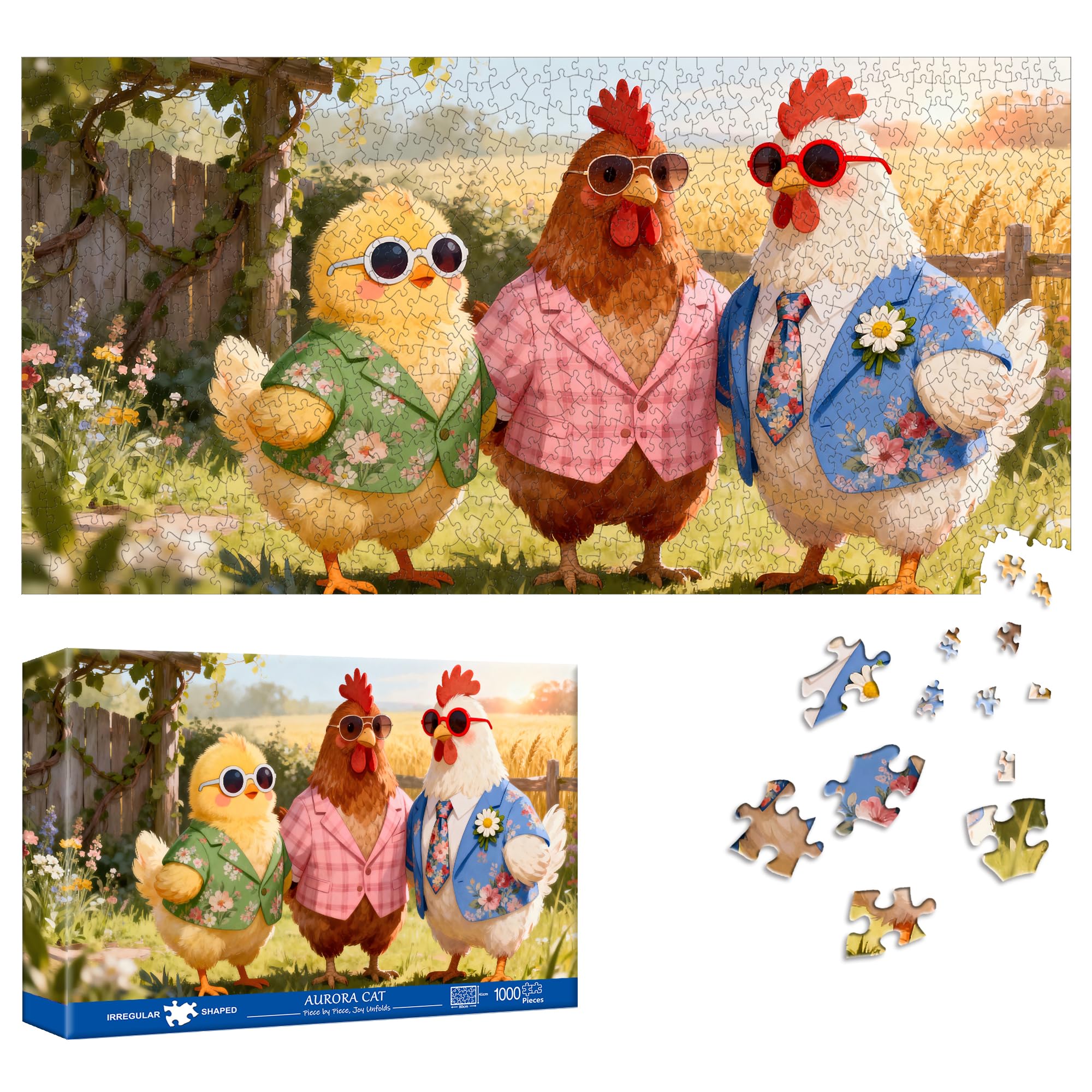 Reofrey Puzzles for Adults 1000 Pieces - Sunny Chick Family, Special Shape Jigsa