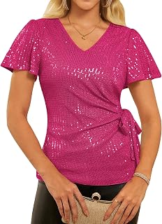 GRACE KARIN, Women Short Sleeve Ruffle V Neck Ruffled Tops Casual Summer