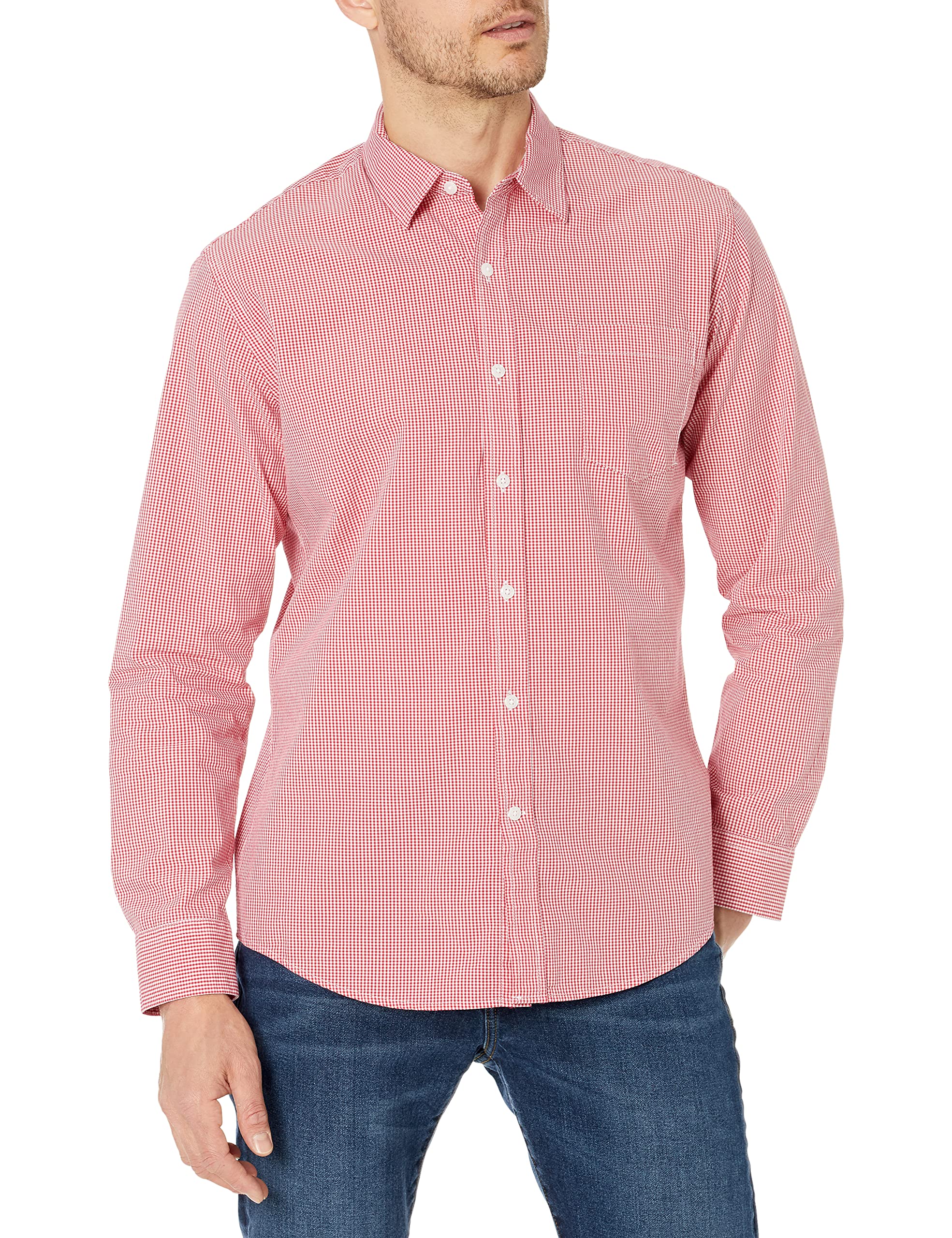 Amazon Essentials Men's Casual Poplin Long Sleeve Regular Fit Shirt
