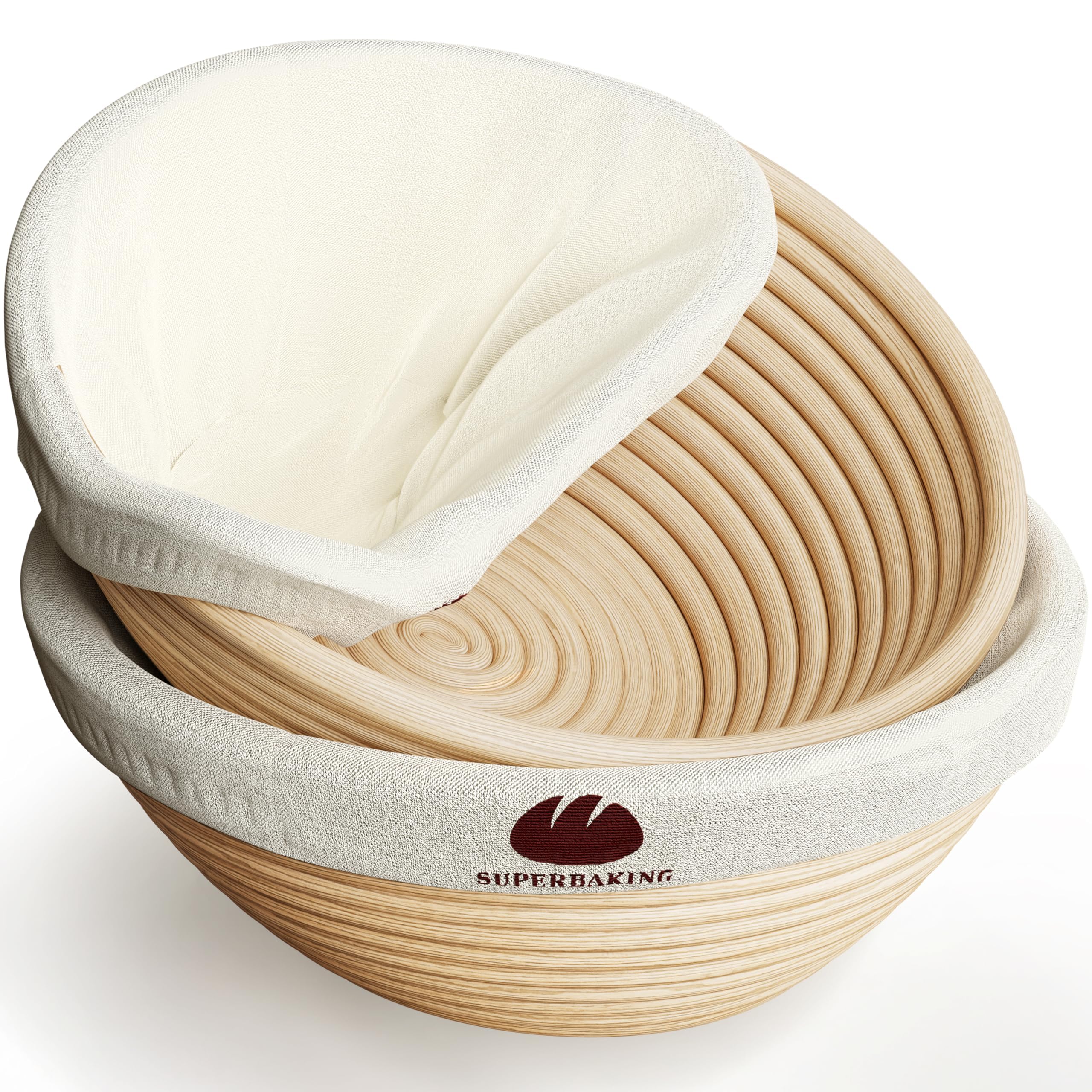 Superbaking Sourdough Banneton Bread Proofing Basket, 9" Round, Set of 2 | Splin