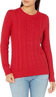 Amazon Essentials Women's Soft Crew Neck Long Sleeve Fisherman Style Cable Knit Sweater (Available in Plus Size)