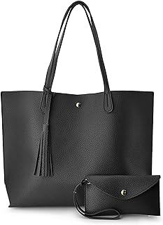 Hoxis Minimalist Clean Cut Pebbled Faux Leather Tote Womens Shoulder Handbag