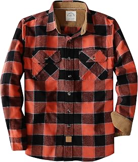 Dubinik® 6 oz Men's Flannel Shirt Long Sleeve Button Down Plaid Shirt