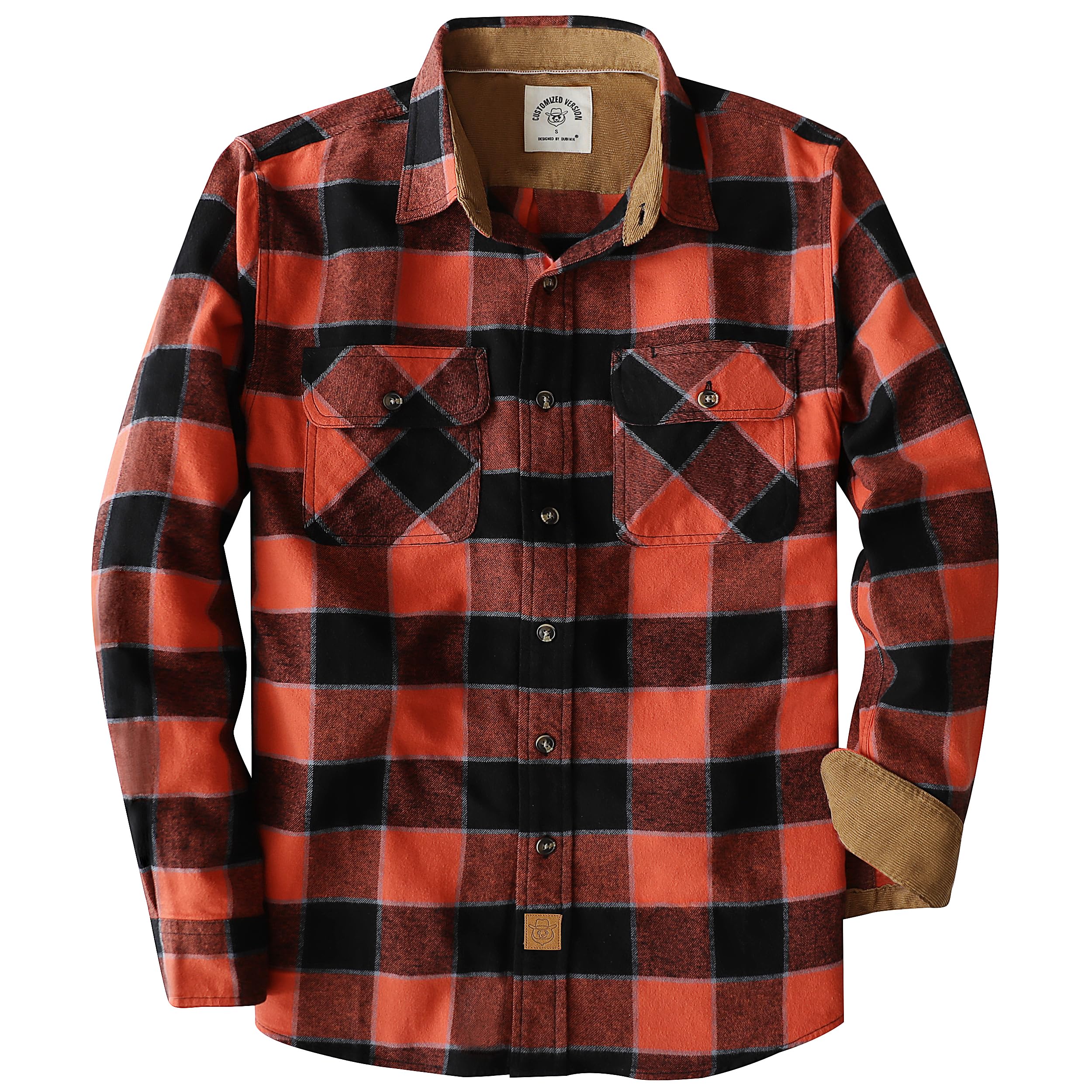 Dubinik® 6 oz Men's Flannel Shirt Long Sleeve Button Down Plaid Shirt