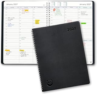 Smart Panda 2027 Diary A4 Week to View – Appointment Book, 30 Minute Slots | Simple Design Inspires Productivity, Weekly Planner for Work & Home, Thick Paper, Spiral Lies Flat, Nov 2026 to Dec 2027