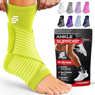 Sleeve Stars Ankle Brace Men & Women (Pair/M:10"-12"/Neon Yellow Green)