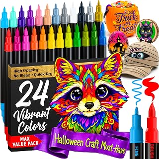 ARTISTRO 24 Acrylic Paint Pens Dual-Tip Brush+Fine for Fabric, Rock & Glass | Water-Based, Quick-Dry & Low-Odour Studio Kit in Vivid Mixed Shades, Giftable Art Supplies for Adults, Teens & Kids