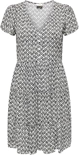 JDY Summer Dress V Neck Short Sleeve Printed Button Design