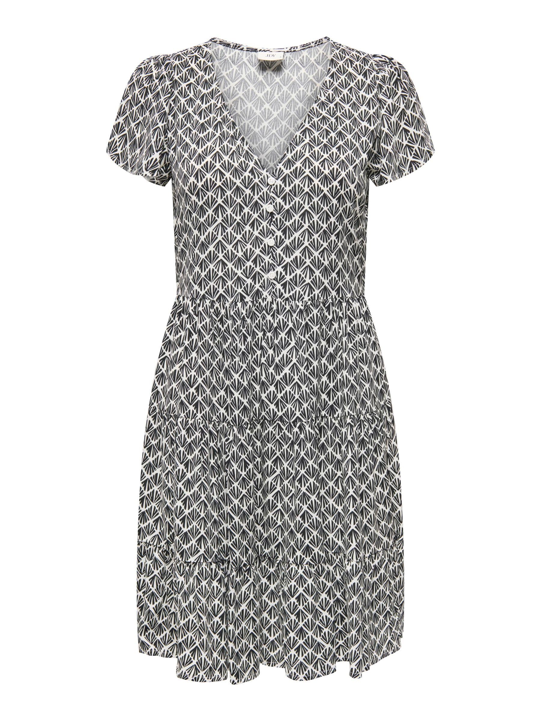 JDY Summer Dress V Neck Short Sleeve Printed Button Design