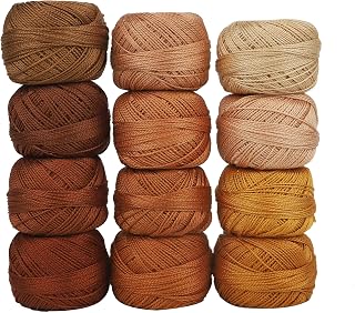 AMOHilos Size 8 Double Mercerized Egyptian Long Staple Cotton Pearl Thread 12 Gradient Colors per Box 5 Grams Ball Rainbow Color Embroidery Thread for Crochet Cross Stitch Hand Embroidery (12O)