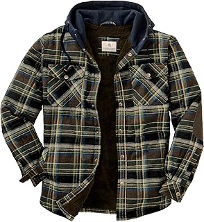 Legendary Whitetails Men's Hooded Shirt Jacket Plaid Flannel Berber Lined Polyfill Insulated Jacket