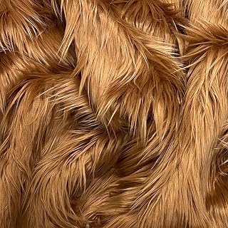 EOVEA Shaggy Faux Fur Fabric by The Yard – 60" Wide | Soft Furry Plush Fabric | Long Pile | Fluffy Craft Fake Fur for DIY, Cosplay, Costumes, Sewing, Apparel,Decorations(Light Brown, One Yard)