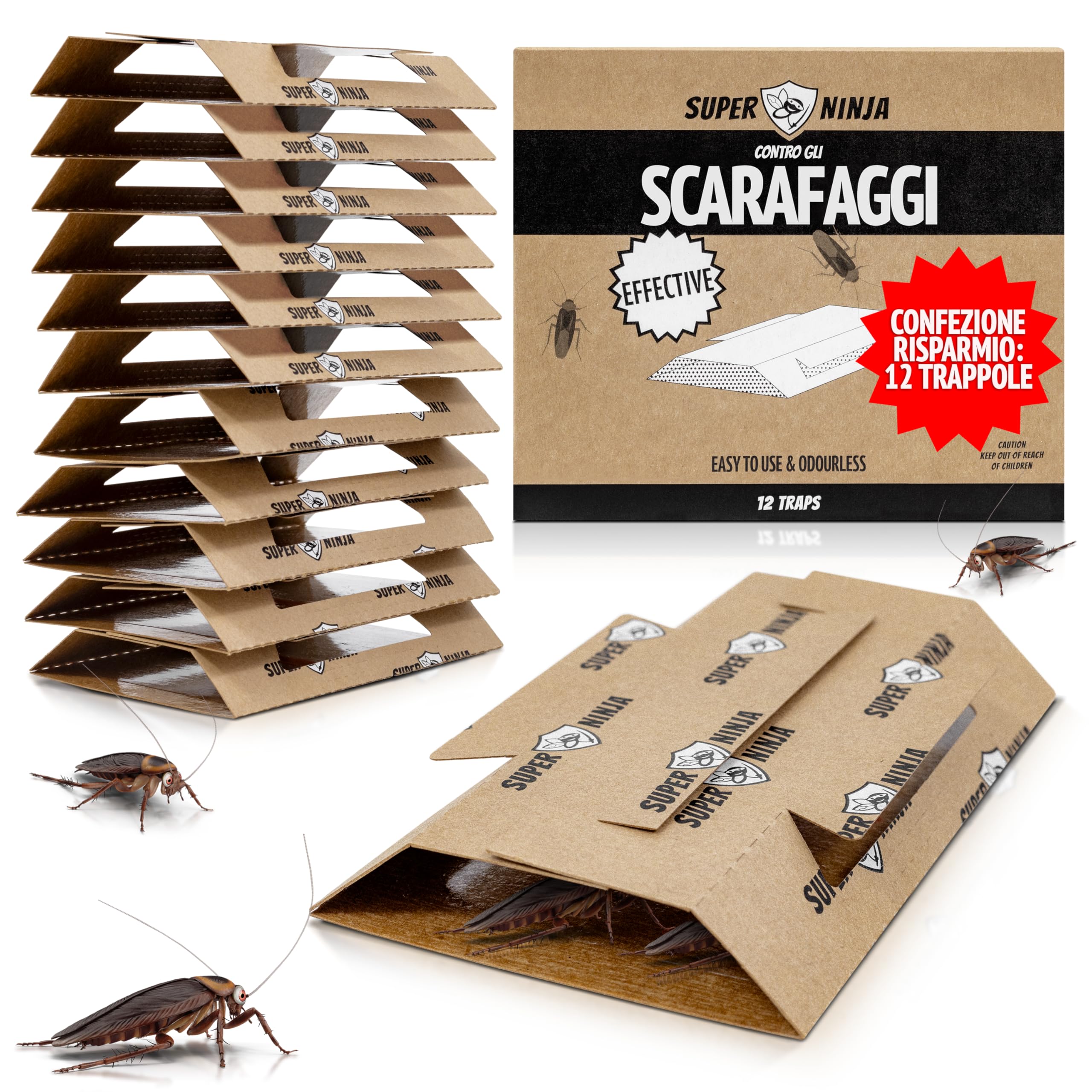 Super Ninja Cockroach and Cockroach Traps for Indoor Cockroaches, Pack of | Adhe