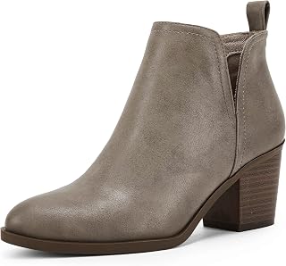 Coutgo - Stivaletti da donna con tacco spesso impilato, taglio casual, stile occidentale, con punta arrotondata, marrone (Talpa), 37 EU