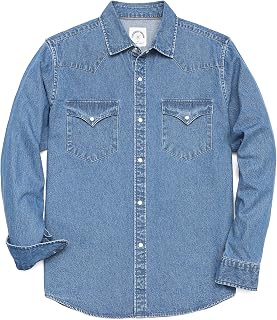 Dubinik® 8.8 oz Jeanshemden Herren Langarm Freizeithemden für Männer Knöpfe